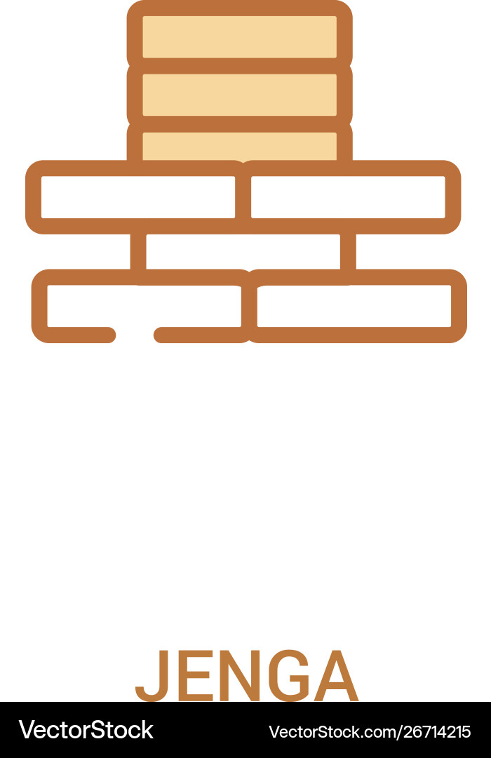 Jenga concept 2 colored icon simple line element Jenga concept 2 colored icon simple line element vector image