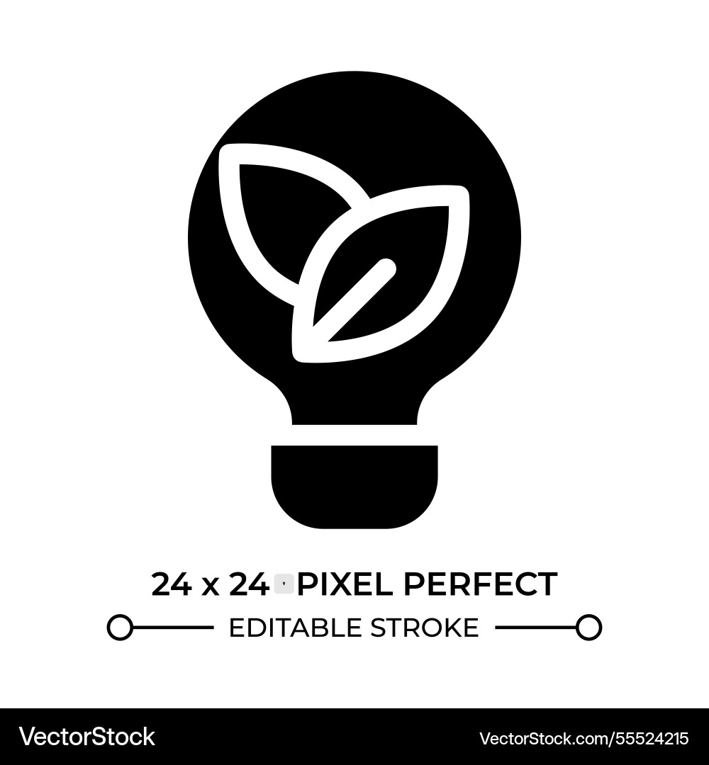 Lightbulb with leaves inside glyph ui icon Lightbulb with leaves inside glyph ui icon Vector Image
