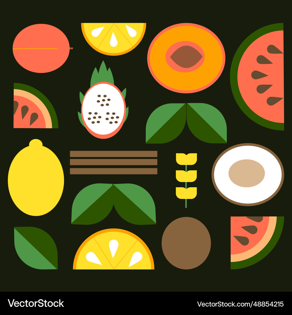 Minimalistic geometry fruit pattern - background Minimalistic geometry fruit pattern - background vector image