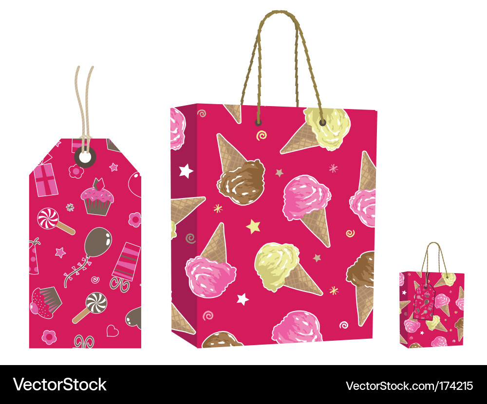 Rosa Tasche und Tag Set vektorbild