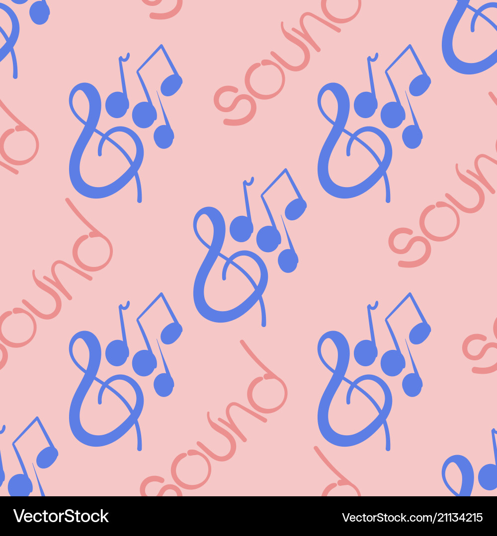 Seamless pattern with violin key and notes Seamless pattern with violin key and notes Vector Image