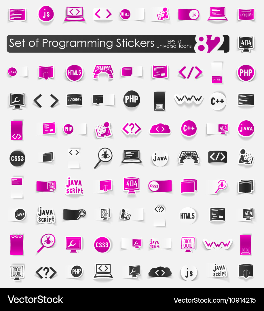 Set of programming stickers vector image