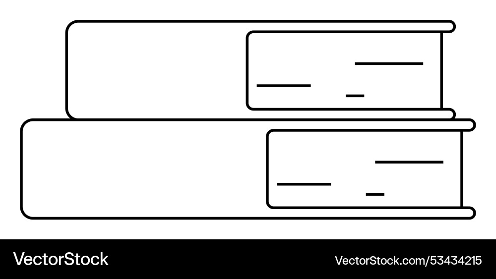 Stack of two books with simple outline in black Stack of two books with simple outline in black Vector Image
