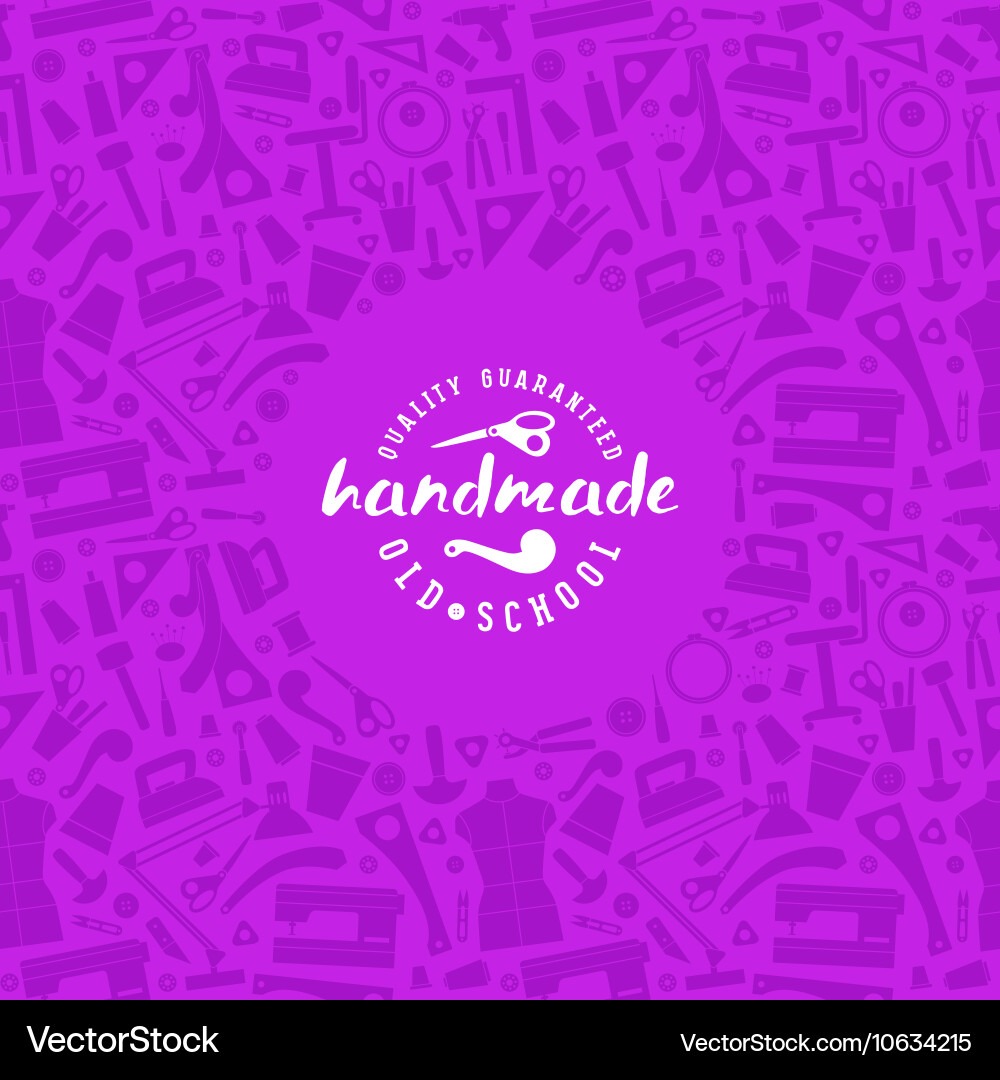 Stock frame with pattern and handmade emblem Vector Image