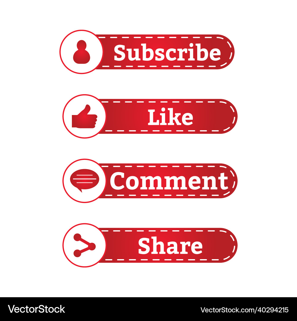 Subscriber 3d style button collection design red Subscriber 3d style button collection design red vector image