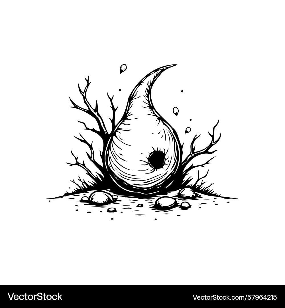 Surreal Teardrop with Branches Vector Image
