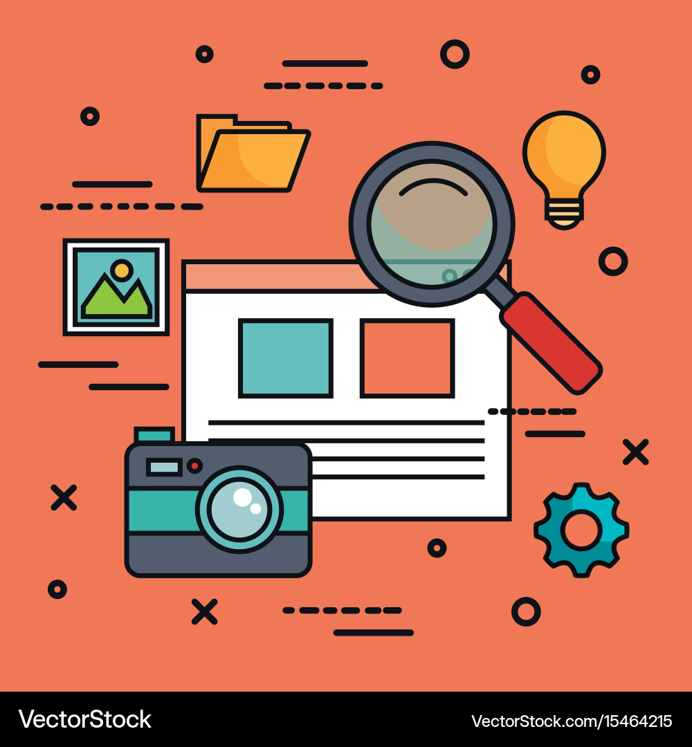 Technology and communication objects design vector image