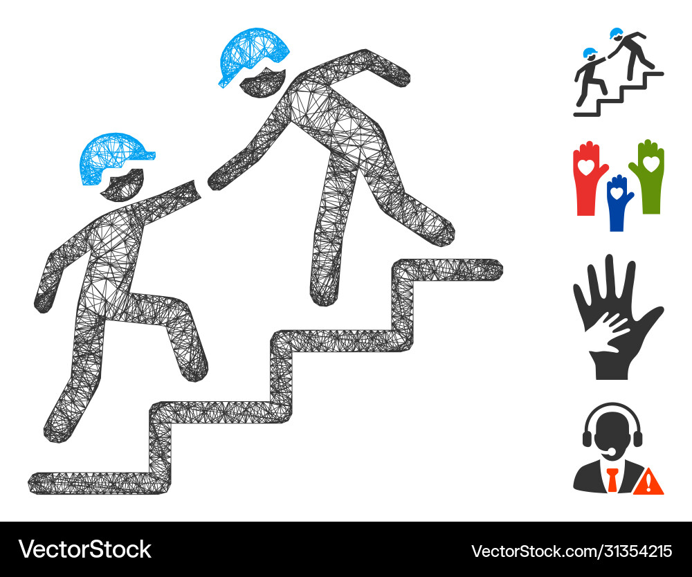 Workers help web mesh Workers help web mesh vector image