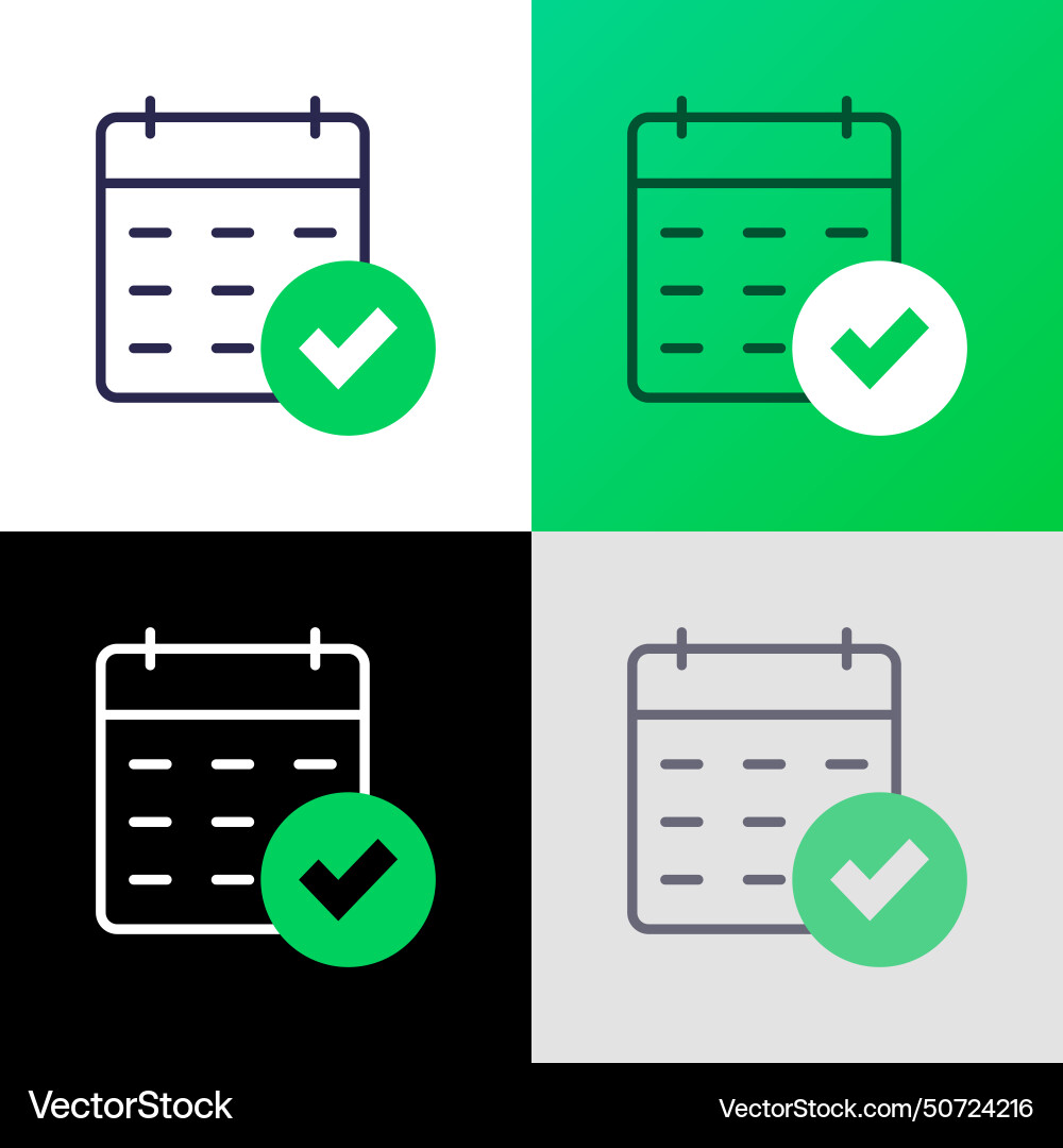 Approved date thin line icon calendar with check Vector Image