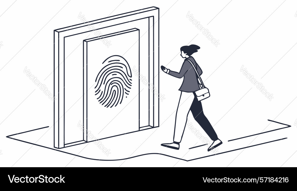 Biometric fingerprint scan entry security access vector image