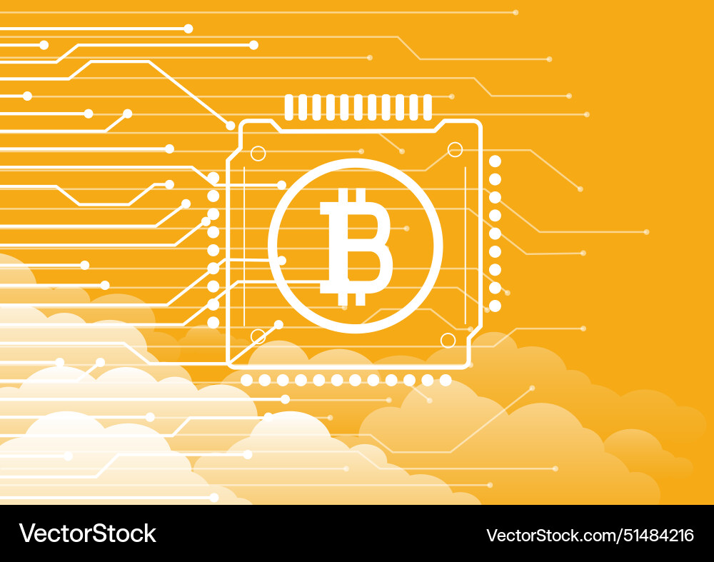 Bitcoin sky clouds tech background Bitcoin sky clouds tech background vector image