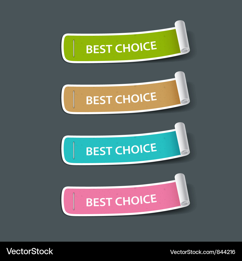 Colorful paper best choice label roll Royalty Free Vector