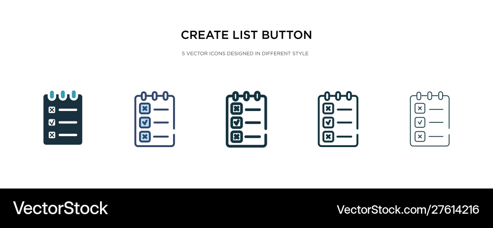 Create list button icon in different style two Vector Image
