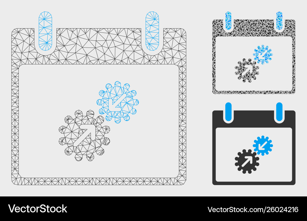Gears integration calendar day mesh network Gears integration calendar day mesh network vector image