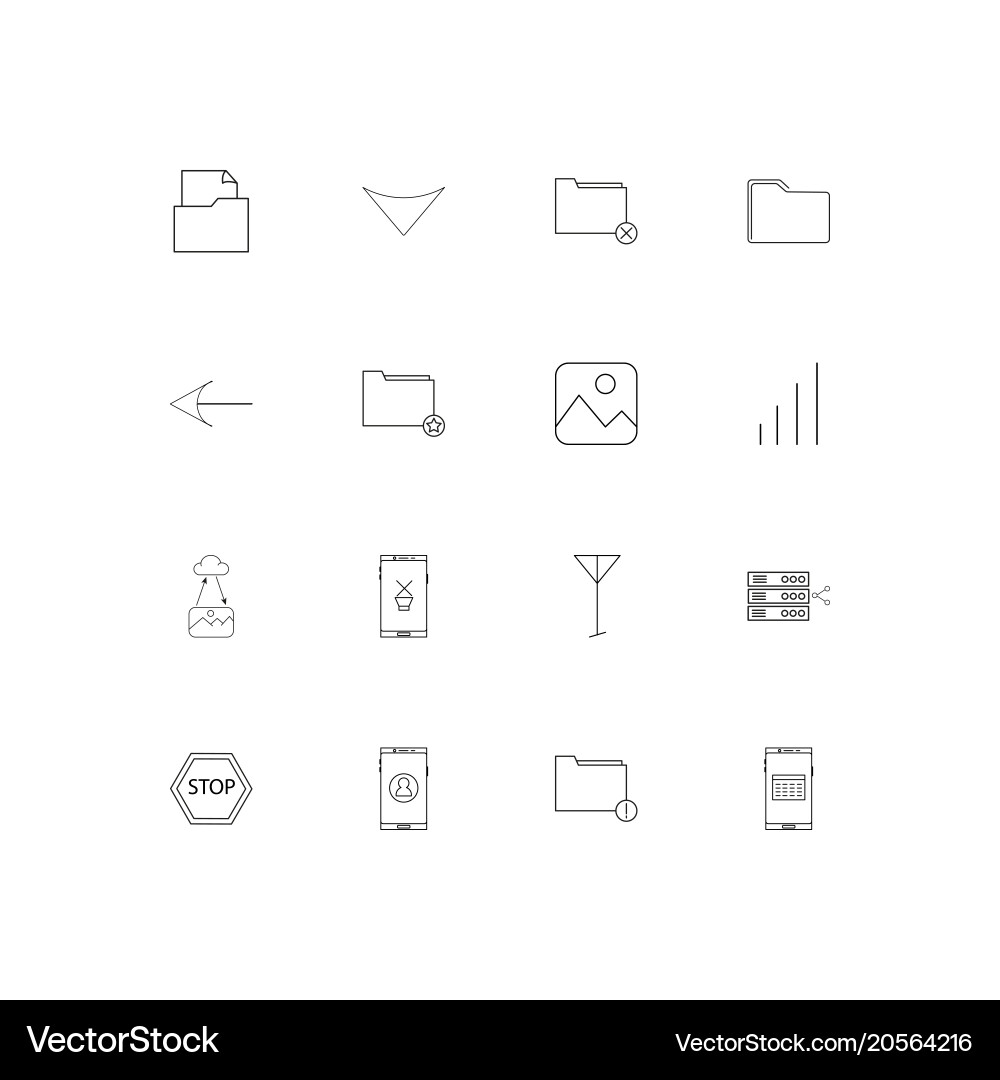 Network and database simple linear icons set vector image