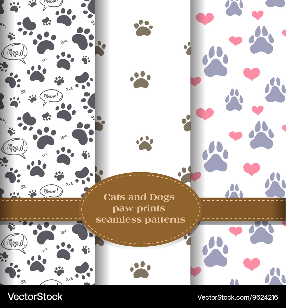 Paw Prints Pattern Set vector image