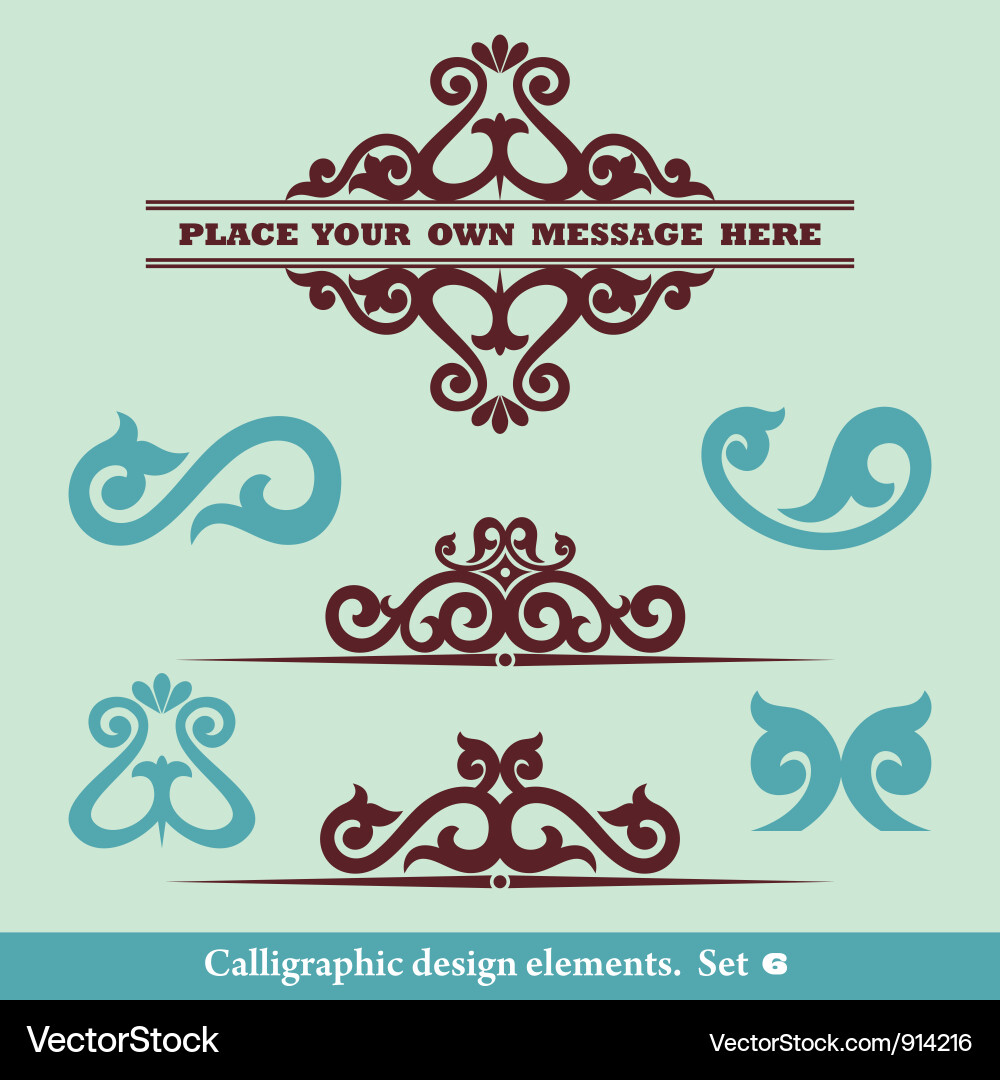 Set calligraphic design elements Vector Image