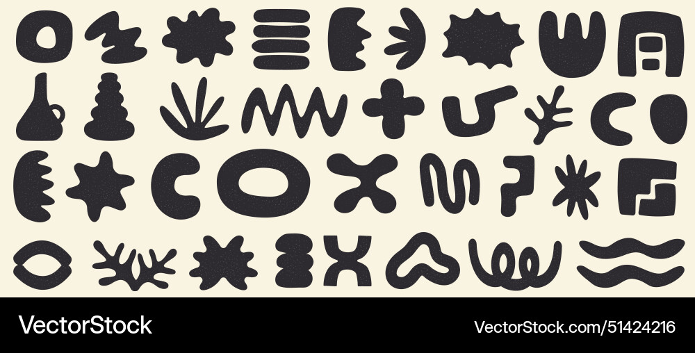 Set of hand-drawn geometric shapes organic Set of hand-drawn geometric shapes organic vector image