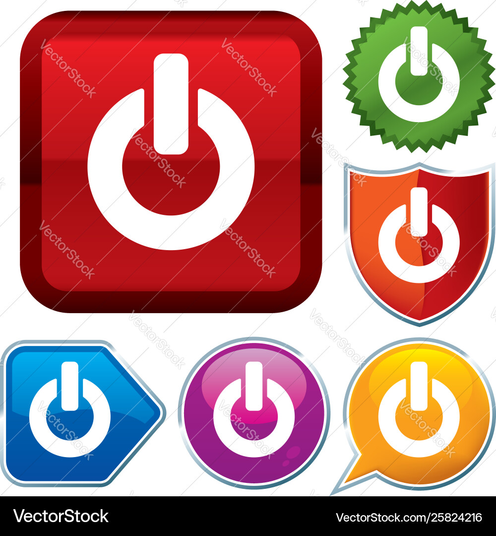 Set shiny icon series on buttons off Vector Image