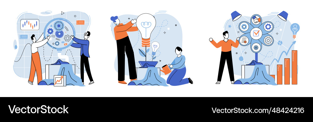 Team solving complex problems teamwork metaphor Team solving complex problems teamwork metaphor vector image