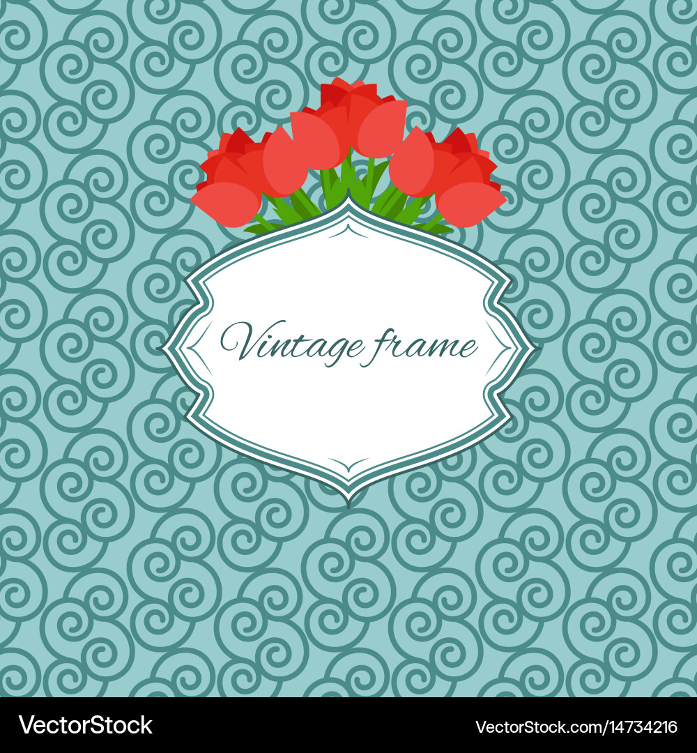 Vintage Frame with Tulip Pattern Vector Image