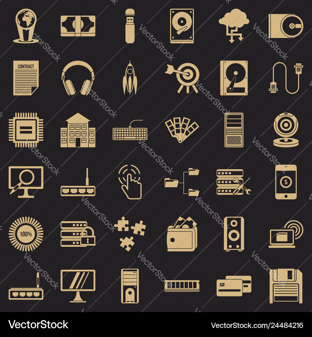 Web extension icons set simple style Web extension icons set simple style vector image