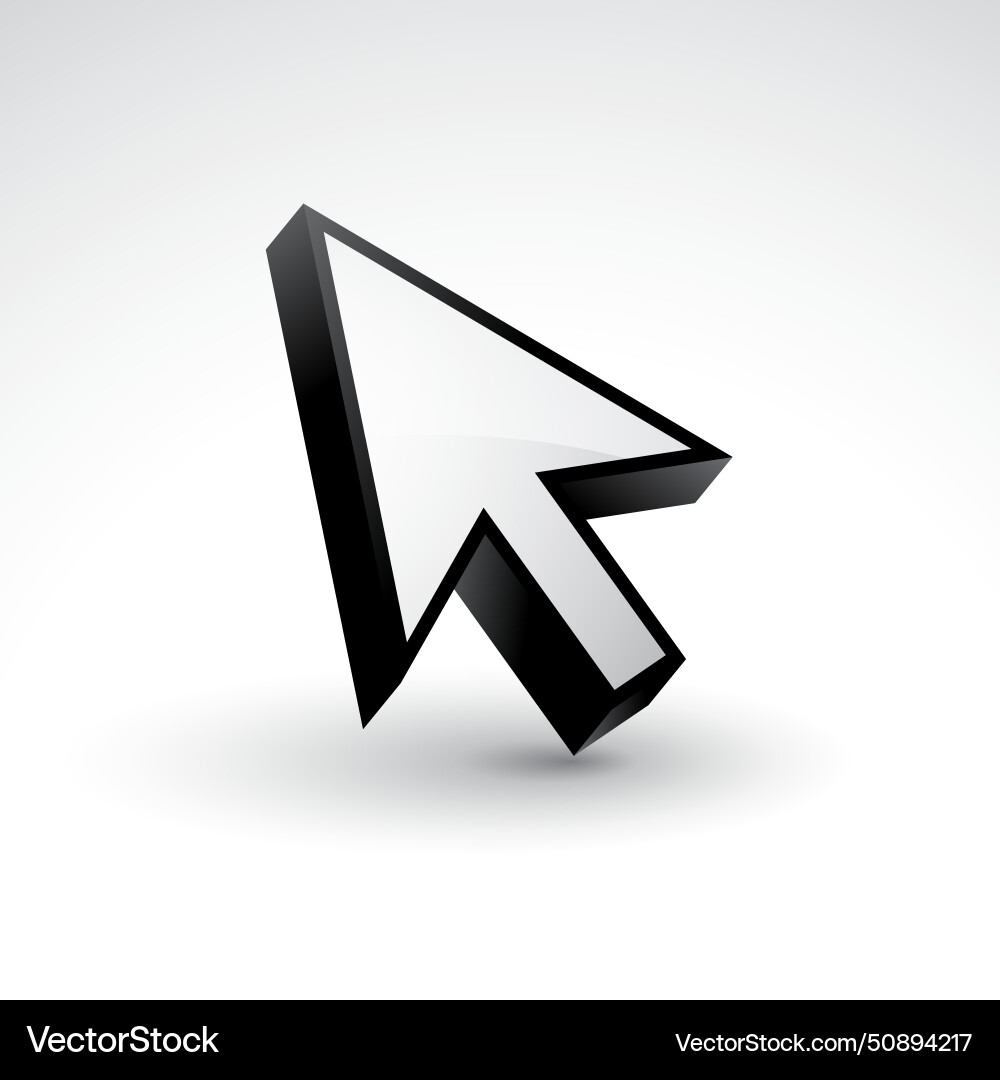 3d style mouse pointer arrow sign design vector image
