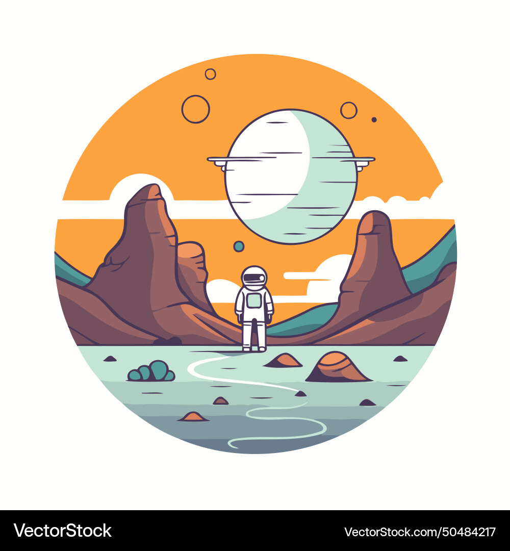 Astronaut in outer space flat style Vector Image