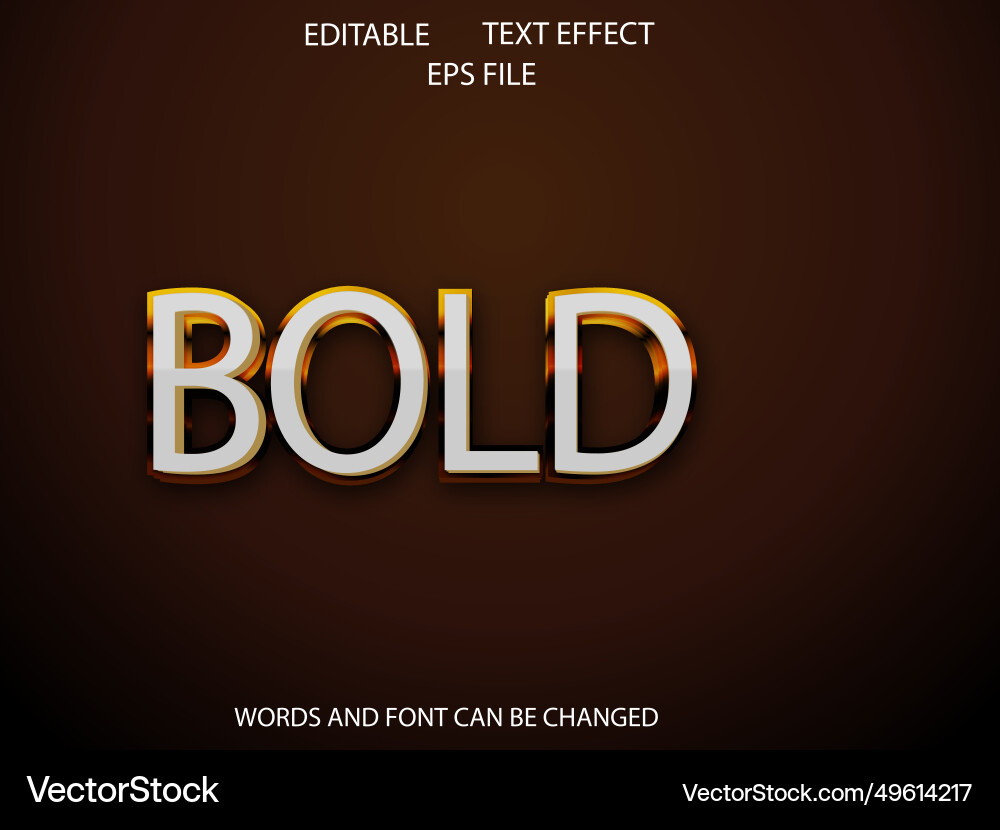 Bold text effect font editable typography 3d vector image