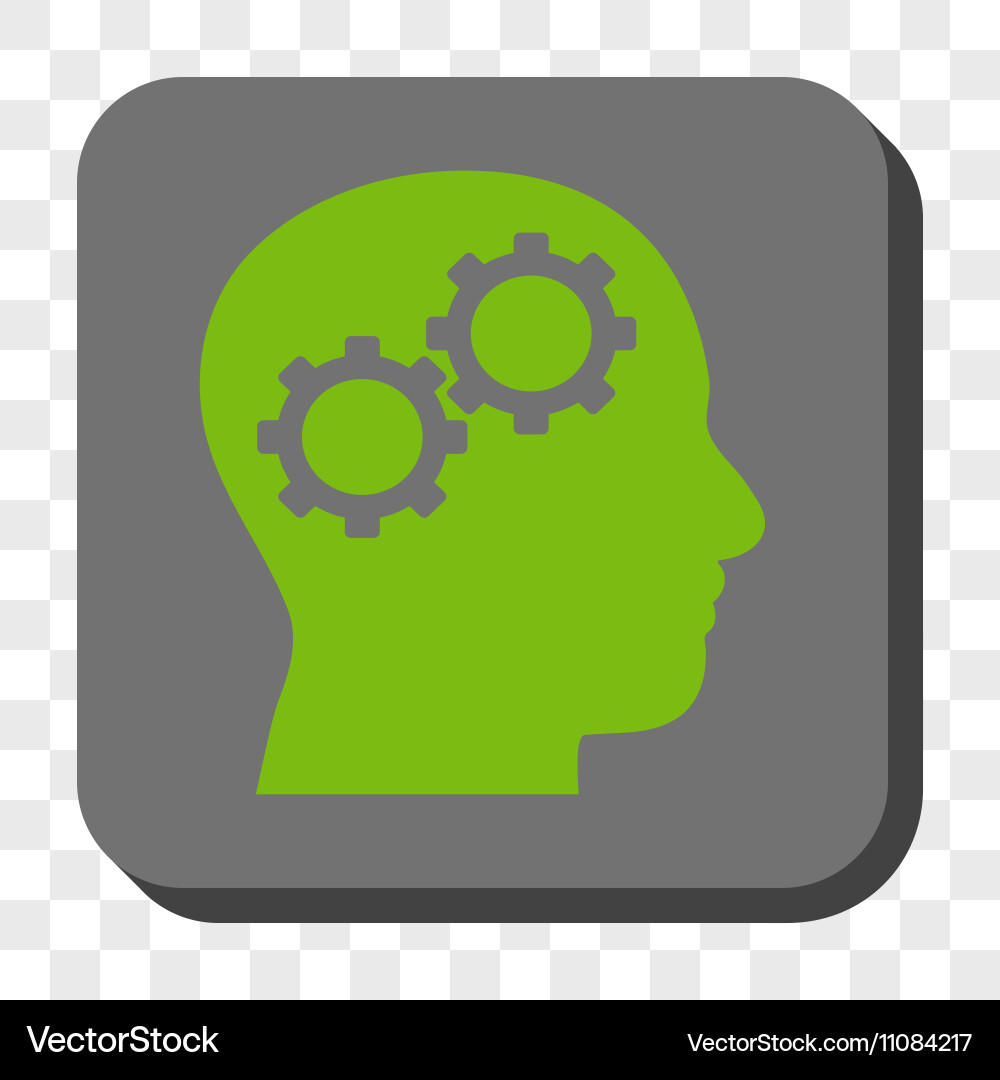 Brain gears rounded square button vector image