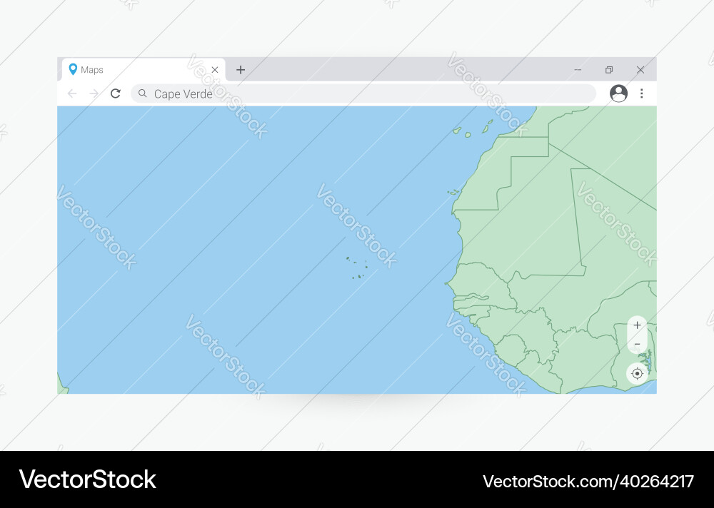 Browser window with map of cape verde searching Vector Image