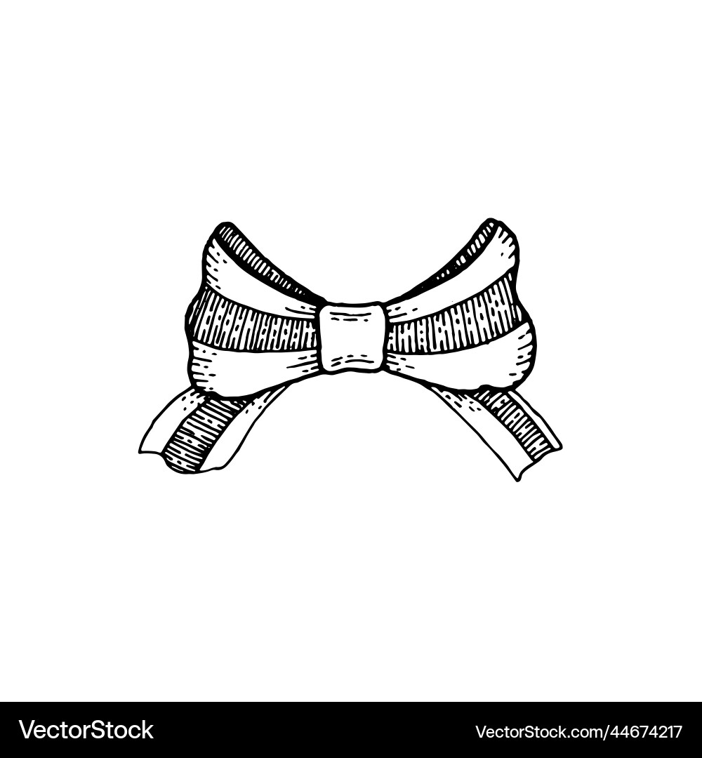 Christmas bow ribbon tie vintage doodle Christmas bow ribbon tie vintage doodle vector image