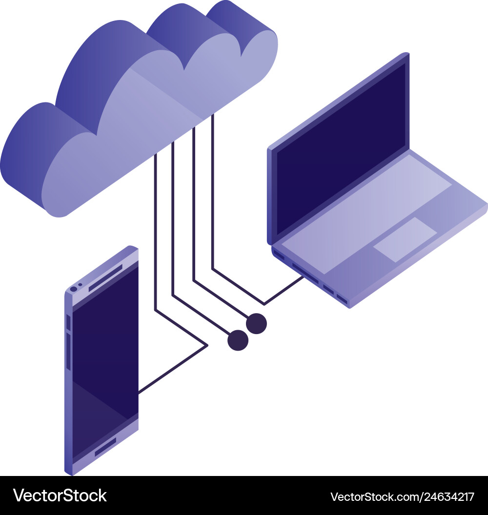 Cloud computing with smartphone and computer Cloud computing with smartphone and computer vector image