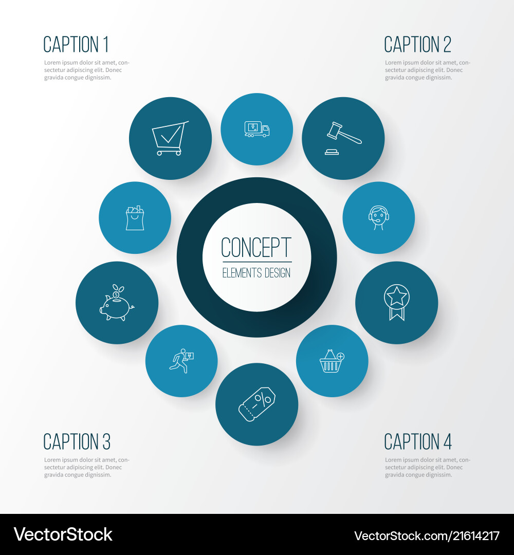 Commerce icons line style set with shopping cart Commerce icons line style set with shopping cart vector image