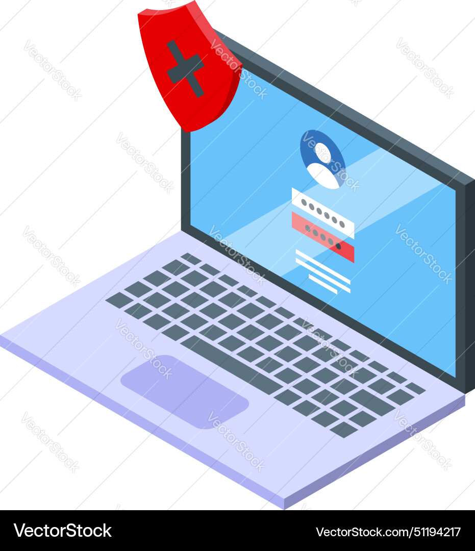 Computer wrong password icon isometric Computer wrong password icon isometric vector image