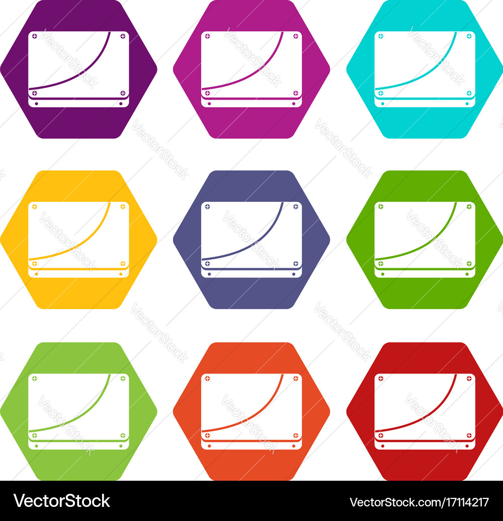 Database icon set color hexahedron vector image