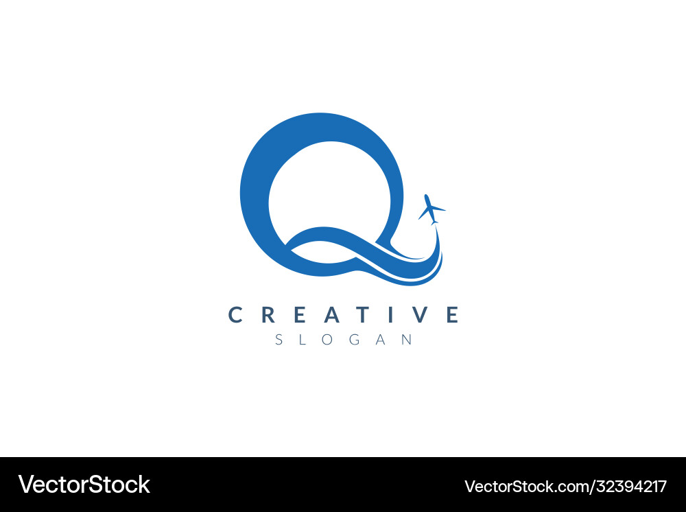 Design combined q and plane shape minimalist Design combined q and plane shape minimalist vector image