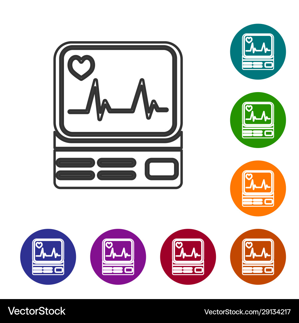 Grey line computer monitor with cardiogram icon Grey line computer monitor with cardiogram icon vector image