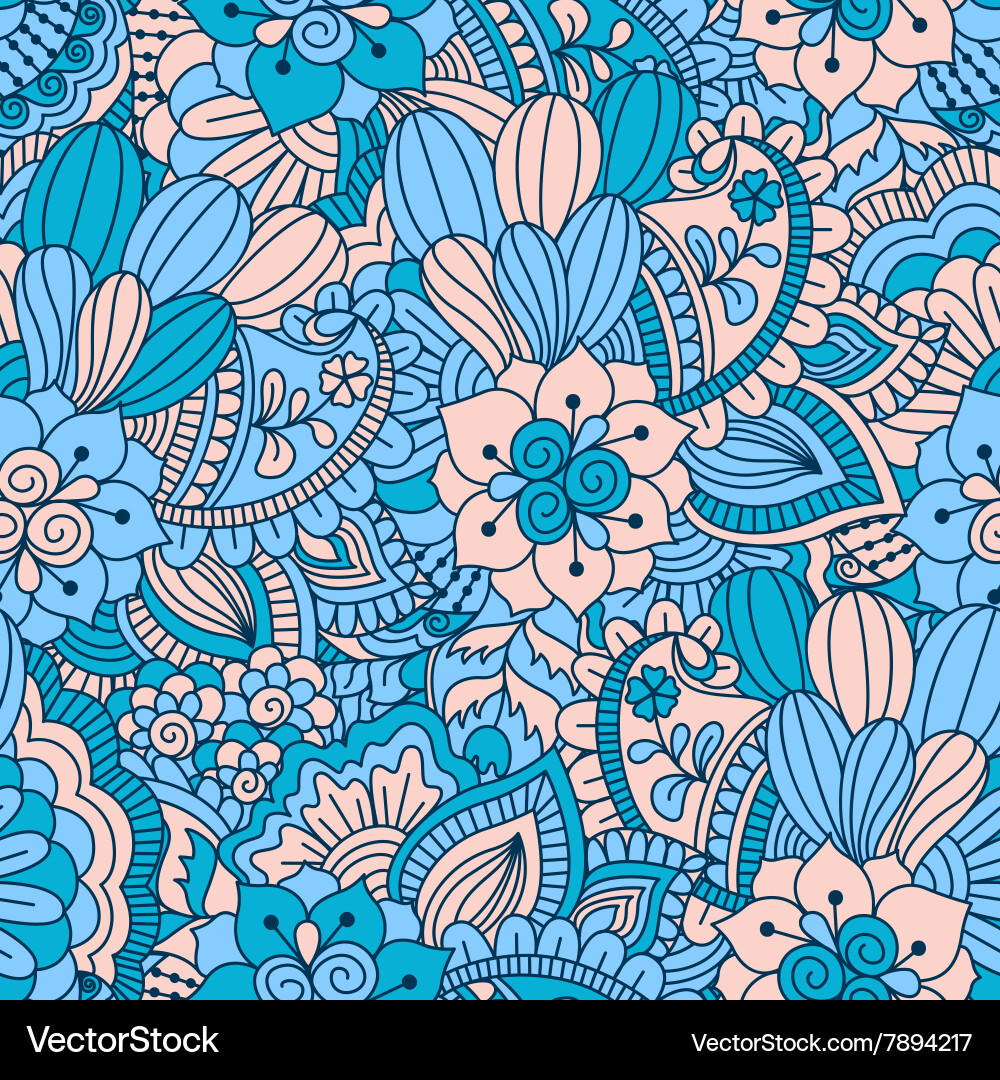 Hand drawn seamless pattern with floral elements Vector Image