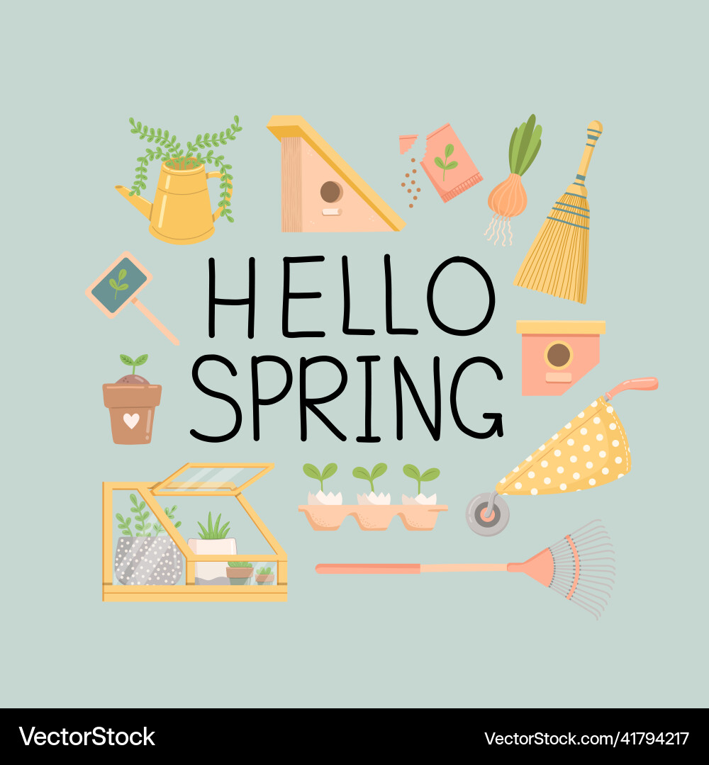 Hello spring set flat design Vector Image