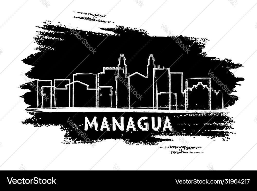 Managua nicaragua city skyline silhouette hand vector image