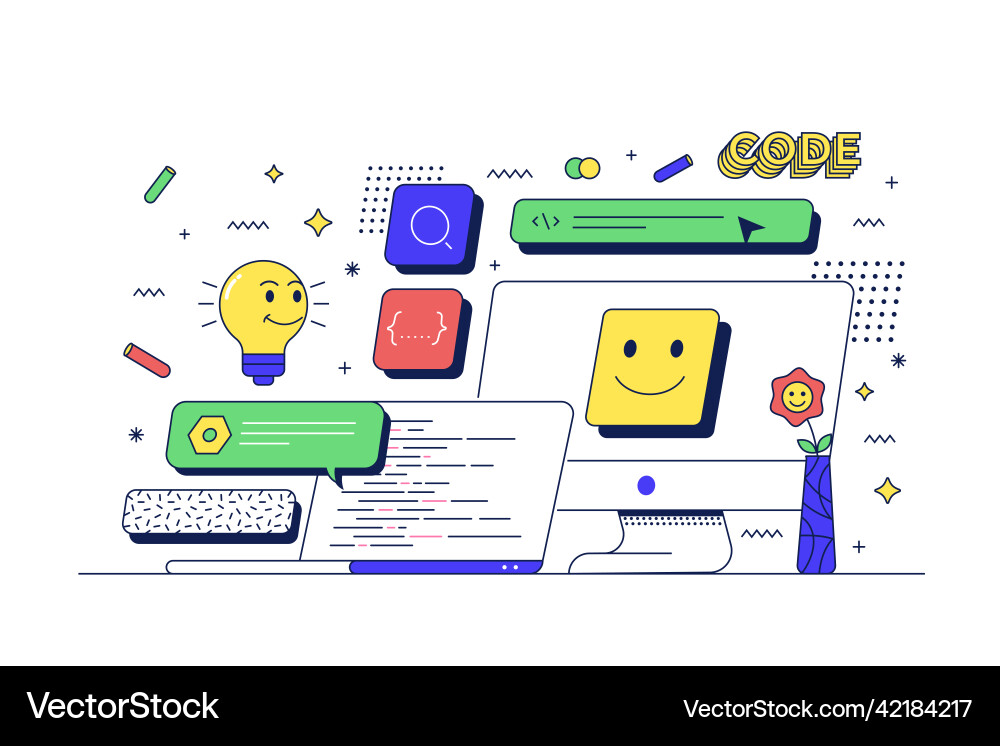 Modern flat line development vector image