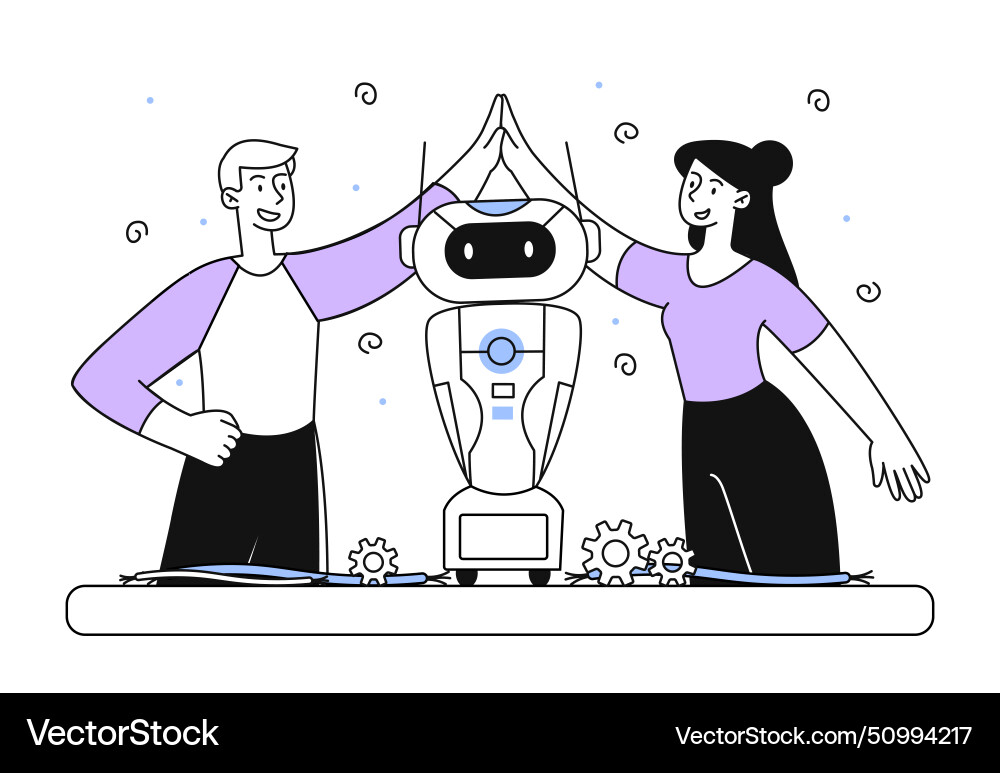 People with bot linear People with bot linear vector image