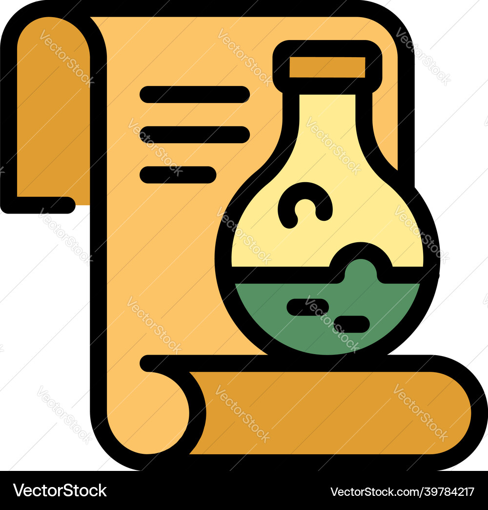 Recipe and flask icon color outline Recipe and flask icon color outline vector image