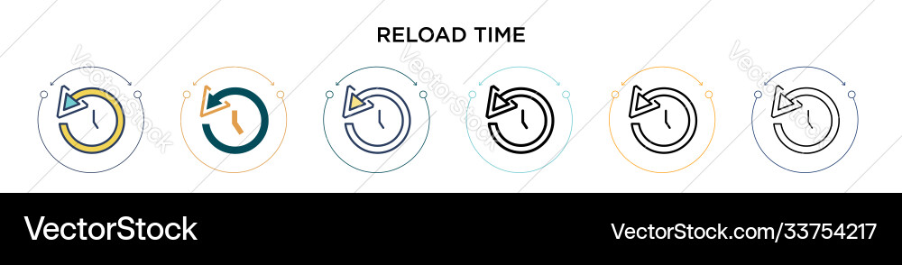 Reload time icon in filled thin line outline Vector Image