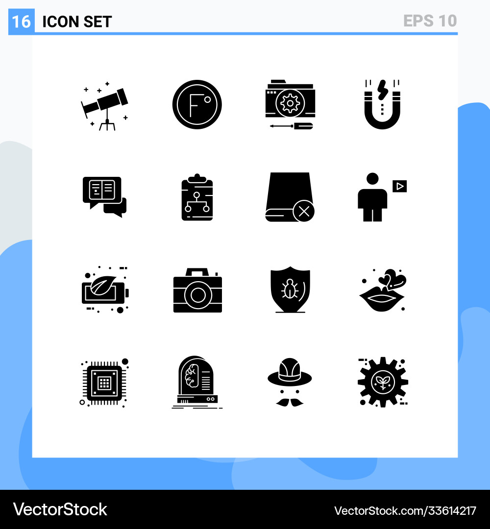 Set 16 solid glyphs on grid for snap interface Vector Image
