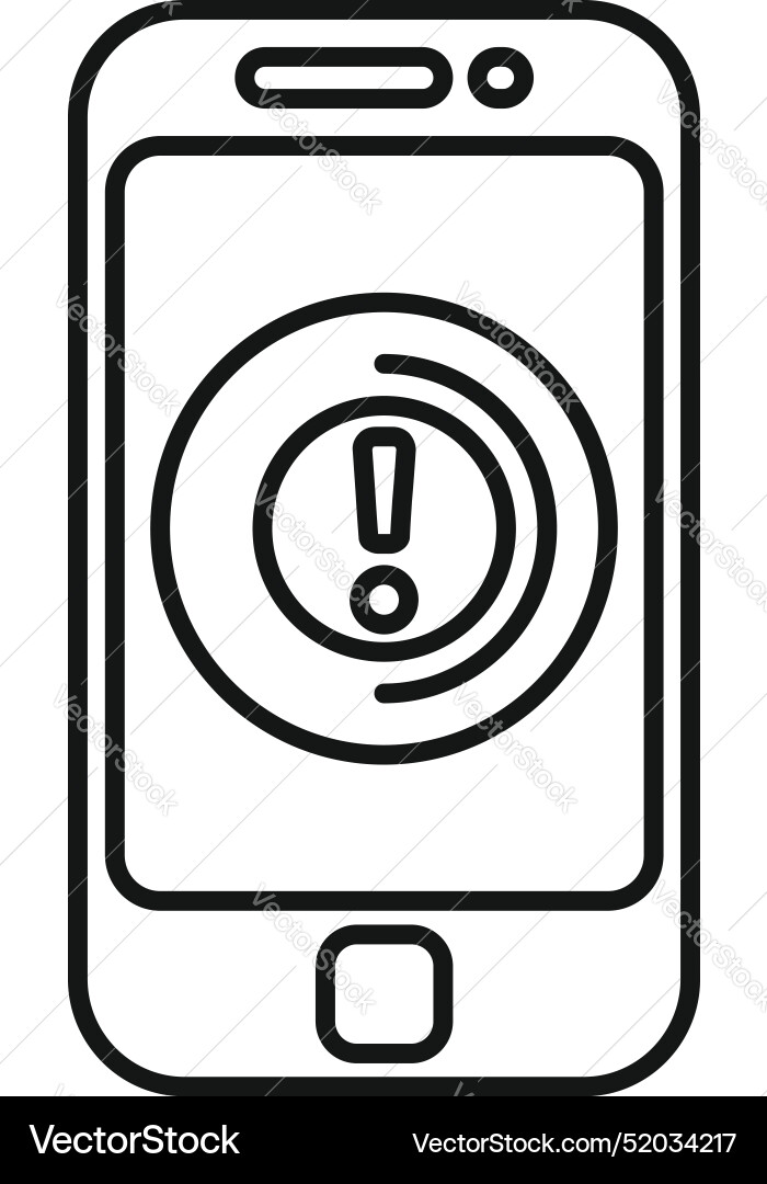 Smartphone showing warning message icon on screen Smartphone showing warning message icon on screen vector image