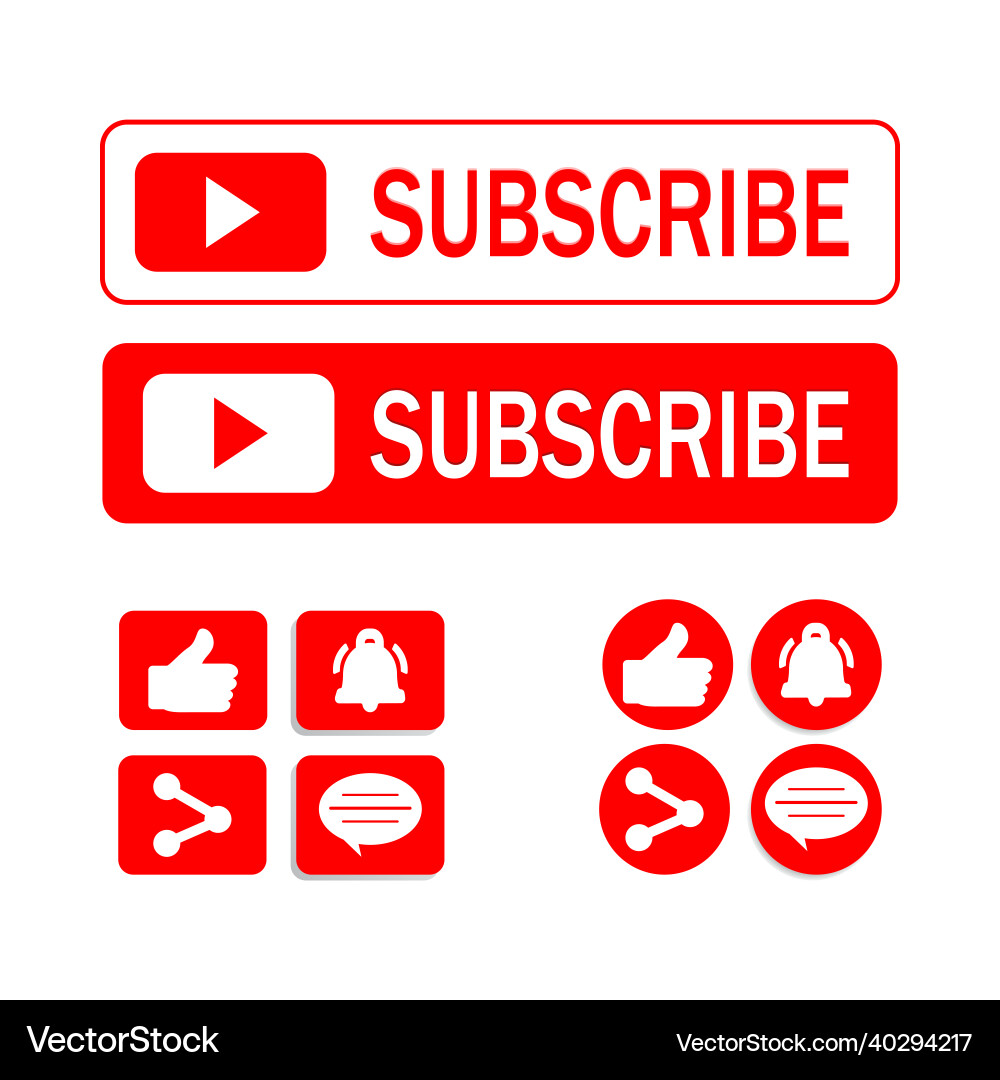 Subscriber all button collection design red Subscriber all button collection design red vector image