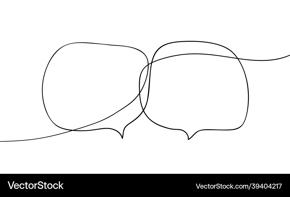 Two speech bubbles continuous one line drawing Two speech bubbles continuous one line drawing vector image