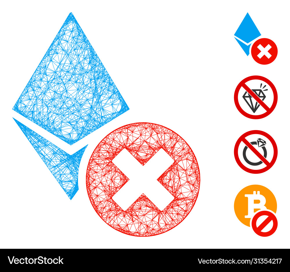 Wrong ethereum crystal web mesh Wrong ethereum crystal web mesh vector image